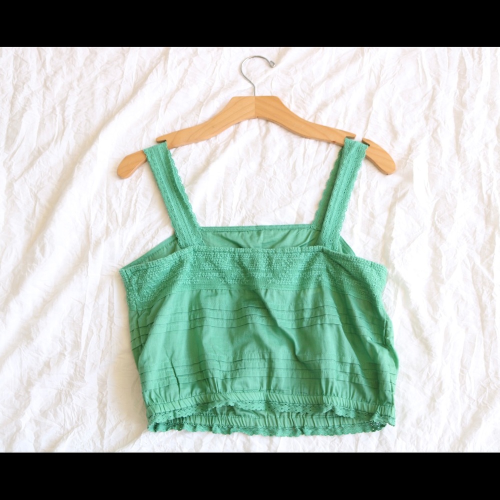 New, Aéropostale Lace Trim Bubble Top, Size Medium, Color Parrot Green